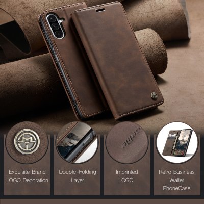 Slimmat brun fodral i konstläder från CaseMe till Samsung Galaxy A17