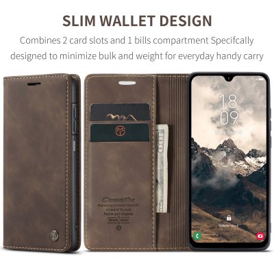 Brunt CaseMe Slim fodral till Galaxy A37 sett från baksidan