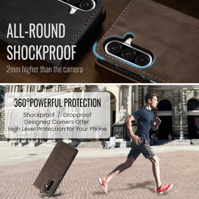 Samsung Galaxy A37 i brunt CaseMe Slim fodral använt som stativ
