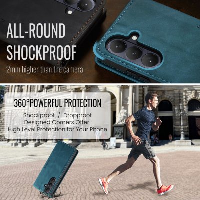 Blått CaseMe Slim mobilfodral till Galaxy S26 – skydd för kamera och skärm