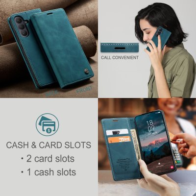 Kombinerad vy av kortfack och telefon i CaseMe Slim fodral för Galaxy S26