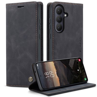 CaseMe Slim plånboksfodral i svart till Samsung Galaxy S26 – fram- och baksida