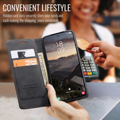 Baksida av Samsung Galaxy S26 med CaseMe Slim plånboksfodral i svart