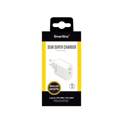 Köp Smartline 35W Snabbladdare Dual USB-C Vit Online