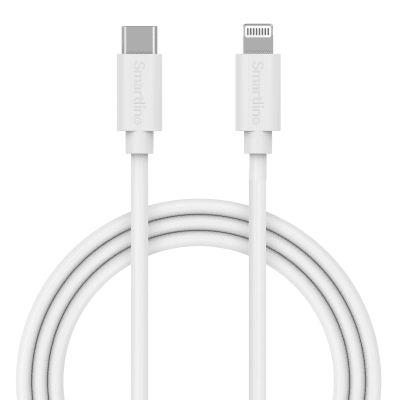 Smartline Lång USB-kabel iPhone 12 Mini 2m Lightning Vit