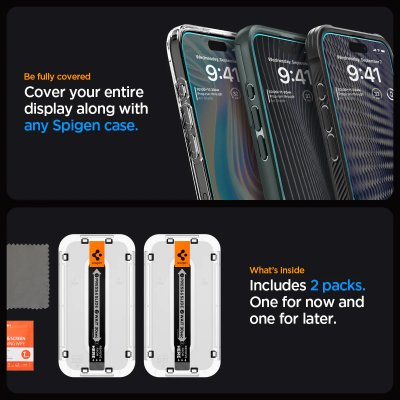 Köp Spigen iPhone 15 Screen Protector GLAS.tR EZ Fit 2-Pack Online