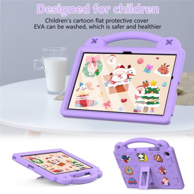 Lila stötsäkert skal med stöd för Galaxy Tab A9 Plus visat från fram- och baksida