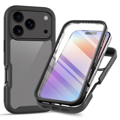 Heltäckande svart skal med inbyggt skärmskydd för iPhone 17 Pro