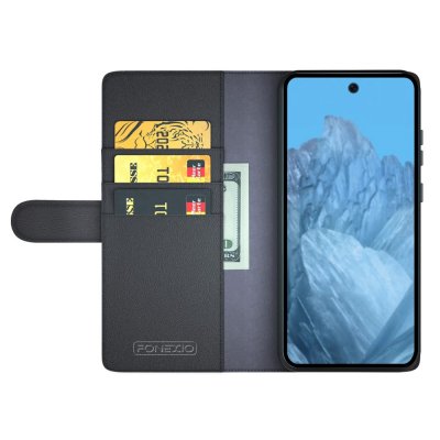 Äkta Läderfodral Google Pixel 9 Pro Svart