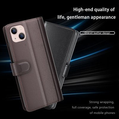 Köp Äkta Läderfodral iPhone 14 Plus Svart Online