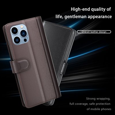 Köp Äkta Läderfodral iPhone 14 Pro Brun Online