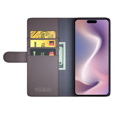 Äkta Läderfodral iPhone 16 Pro Brun