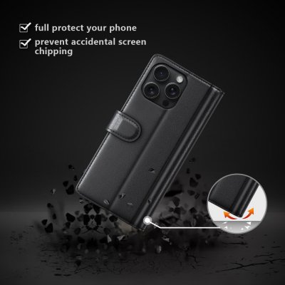 Äkta Läderfodral iPhone 16 Pro Max Svart