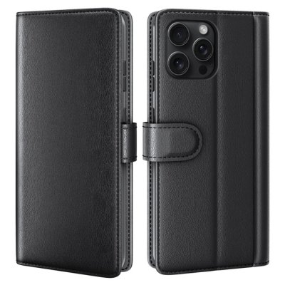 Äkta Läderfodral iPhone 16 Pro Svart