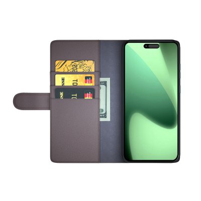 Brunt läderfodral med kortfack till iPhone 17 Pro - praktisk och elegant