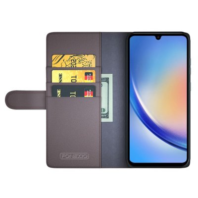 Äkta Läderfodral Samsung Galaxy A35 Brun