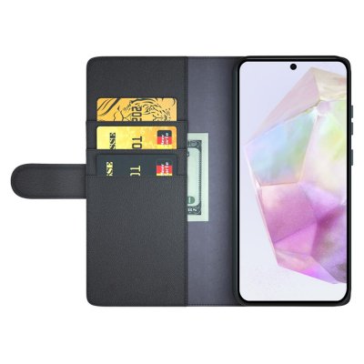 Äkta Läderfodral Samsung Galaxy A56 Svart