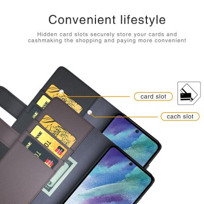 Köp Äkta Läderfodral Samsung Galaxy S21 FE Svart Online