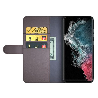 Köp Äkta Läderfodral Samsung Galaxy S23 Ultra Brun Online