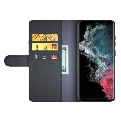 Köp Äkta Läderfodral Samsung Galaxy S23 Ultra Svart Online