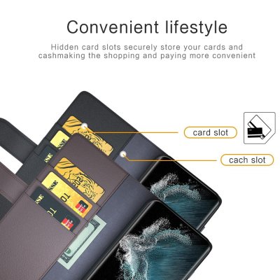 Köp Äkta Läderfodral Samsung Galaxy S23 Ultra Svart Online