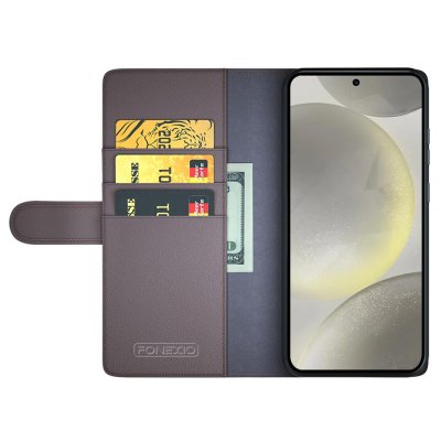 Äkta Läderfodral Samsung Galaxy S24 FE brun
