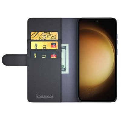 Köp Äkta Läderfodral Samsung Galaxy S24 Plus Svart Online