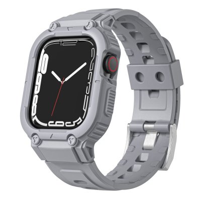 Apple Watch Ultra 3 49mm Stöttåligt Skal + Armband Grå - framsida