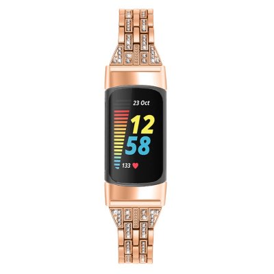Köp Dual Rhinestone Armband Fitbit Charge 5 Roséguld Online