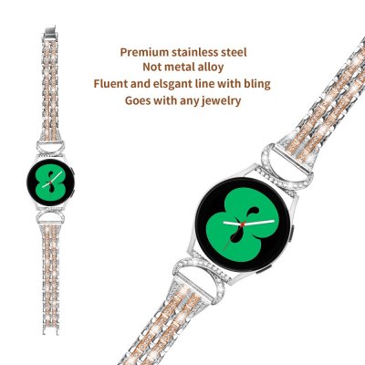 Köp Dual Rhinestone Armband Samsung Galaxy Watch 6 44mm Silver/Roséguld Online