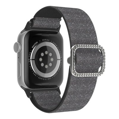 Köp Elastiskt Nylonarmband Apple Watch 42/44/45/49 mm Glitter Svart Online