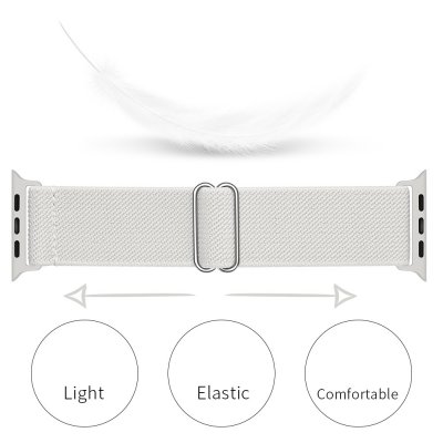 Elastiskt Nylonarmband Apple Watch Series 10 46mm Vit