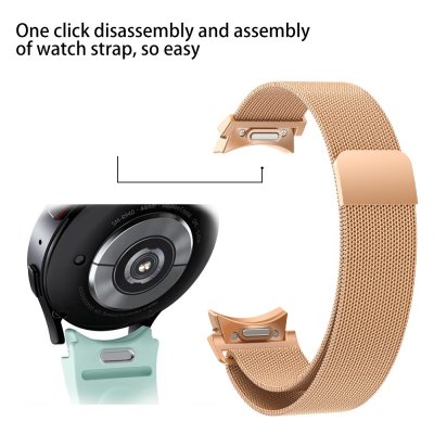 Köp Full Fit Milanese Armband Samsung Galaxy Watch 6 44mm Roséguld Online