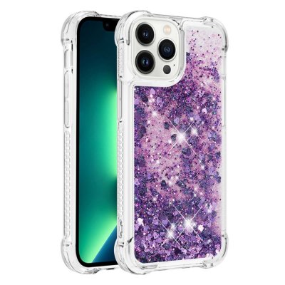 Köp Glitter Bling TPU Case iPhone 14 Pro Lila Online