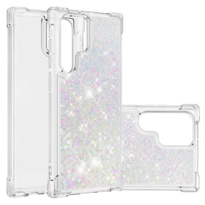 Glitter Bling TPU Case Samsung Galaxy S22 Ultra Silver - Techhuset.se