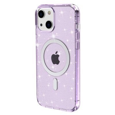 Köp Glitter MagSafe Skal iPhone 14 Transparent Lila Online