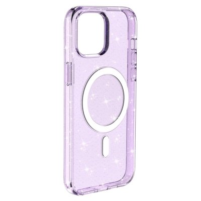 Köp Glitter MagSafe Skal iPhone 14 Transparent Lila Online