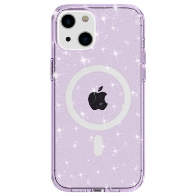 Köp Glitter MagSafe Skal iPhone 14 Transparent Lila Online