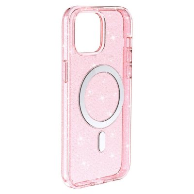Köp Glitter MagSafe Skal iPhone 14 Transparent Rosa Online