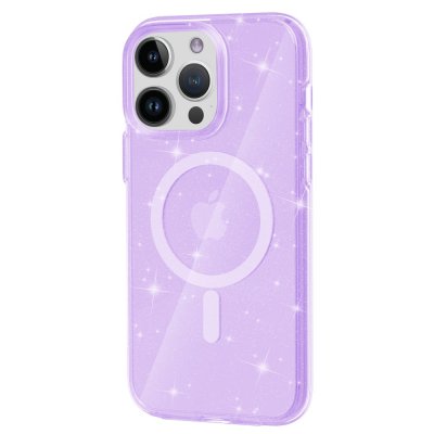 Köp Glitter MagSafe Skal iPhone 15 Pro Transparent Lila Online