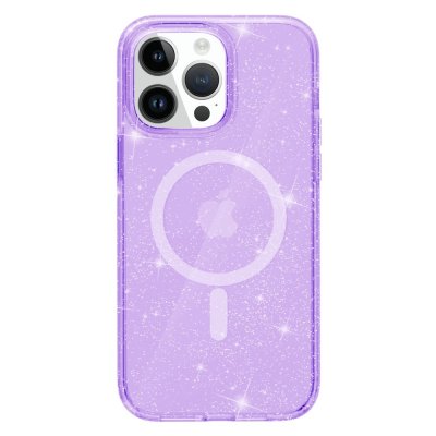Köp Glitter MagSafe Skal iPhone 15 Pro Transparent Lila Online