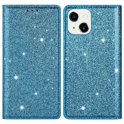 Köp Glitter Plånboksfodral iPhone 14 Blå Online