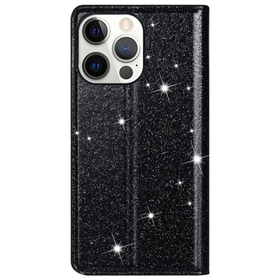 Köp Glitter Plånboksfodral iPhone 14 Pro Svart Online