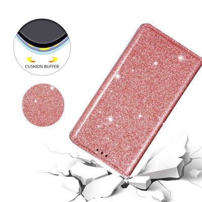 Glitter Plånboksfodral Samsung Galaxy A15 Roséguld