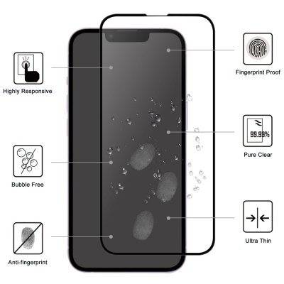 Heltäckande Härdat Glas Skärmskydd iPhone 17e Svart