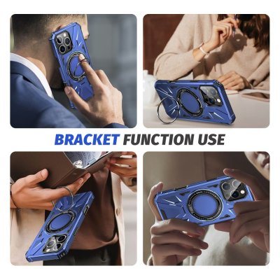 Hybridskal iPhone 16 pro MagSafe Ring blå