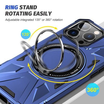 Hybridskal iPhone 16 pro MagSafe Ring blå