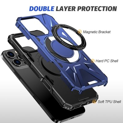 Hybridskal iPhone 16 pro MagSafe Ring blå