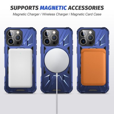 Hybridskal iPhone 16 pro MagSafe Ring blå