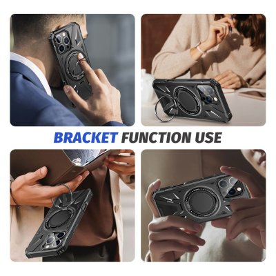 Hybridskal iPhone 16 pro Max MagSafe Ring Svart